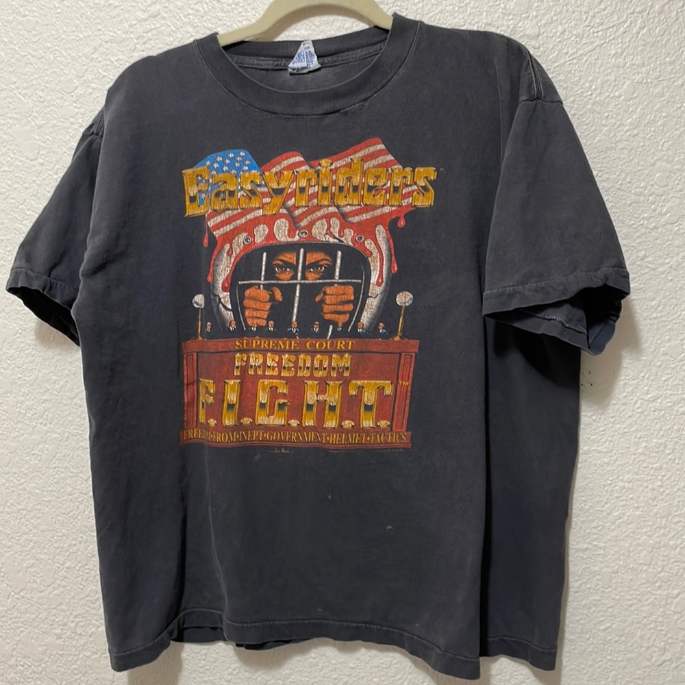 Easyriders Vintage Men’s Black Freedom F.I.G.H.T Tee Shirt. David Mann Signature
